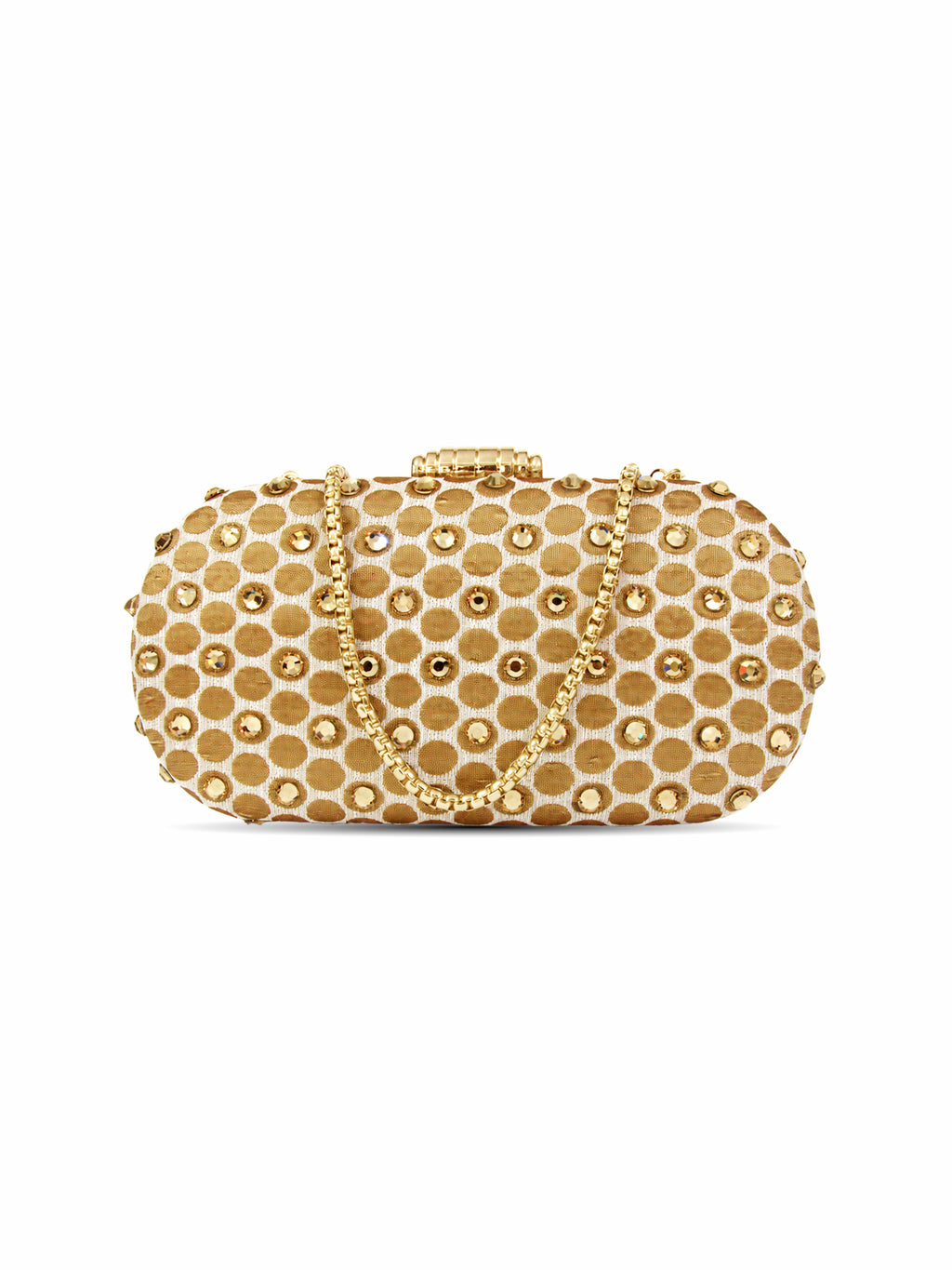 Champagne Glow - Rhinestones Embellished Box Clutch