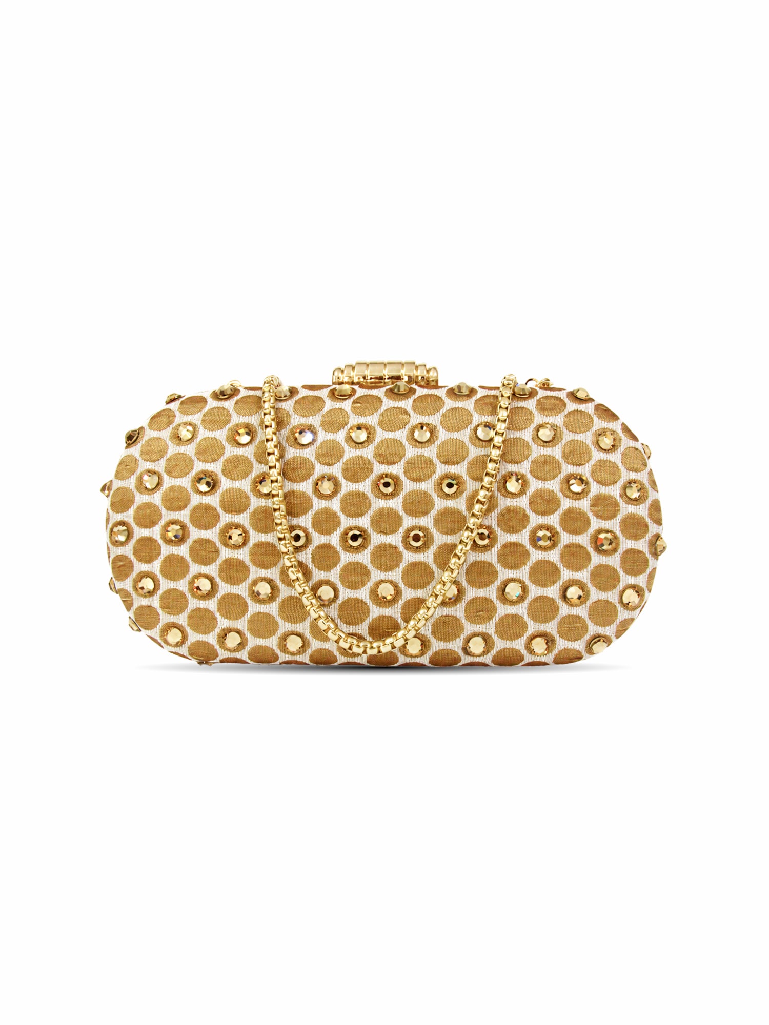 Champagne Glow - Rhinestones Embellished Box Clutch