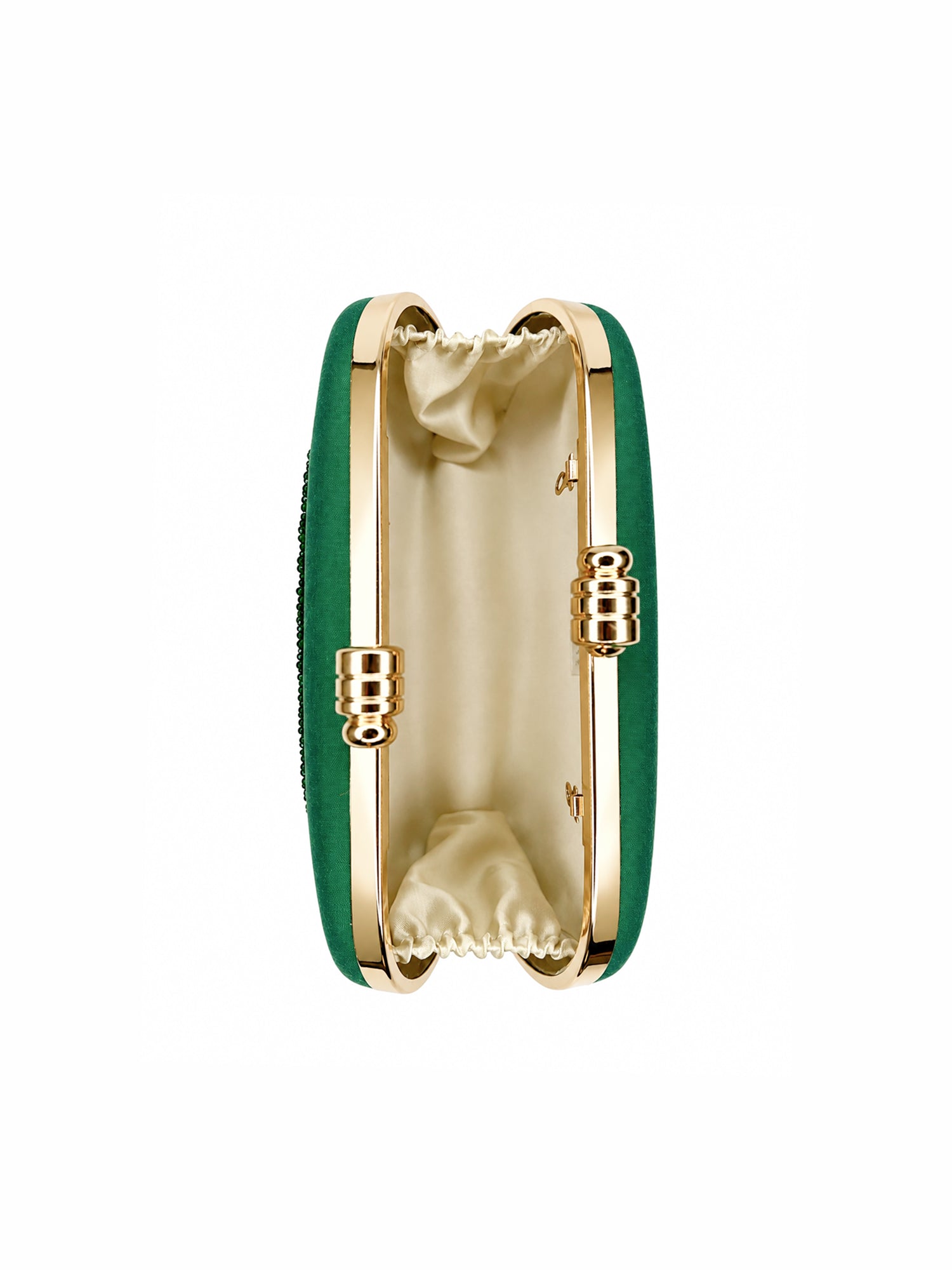 Emerald Grace-Green Embroidered Box Clutch