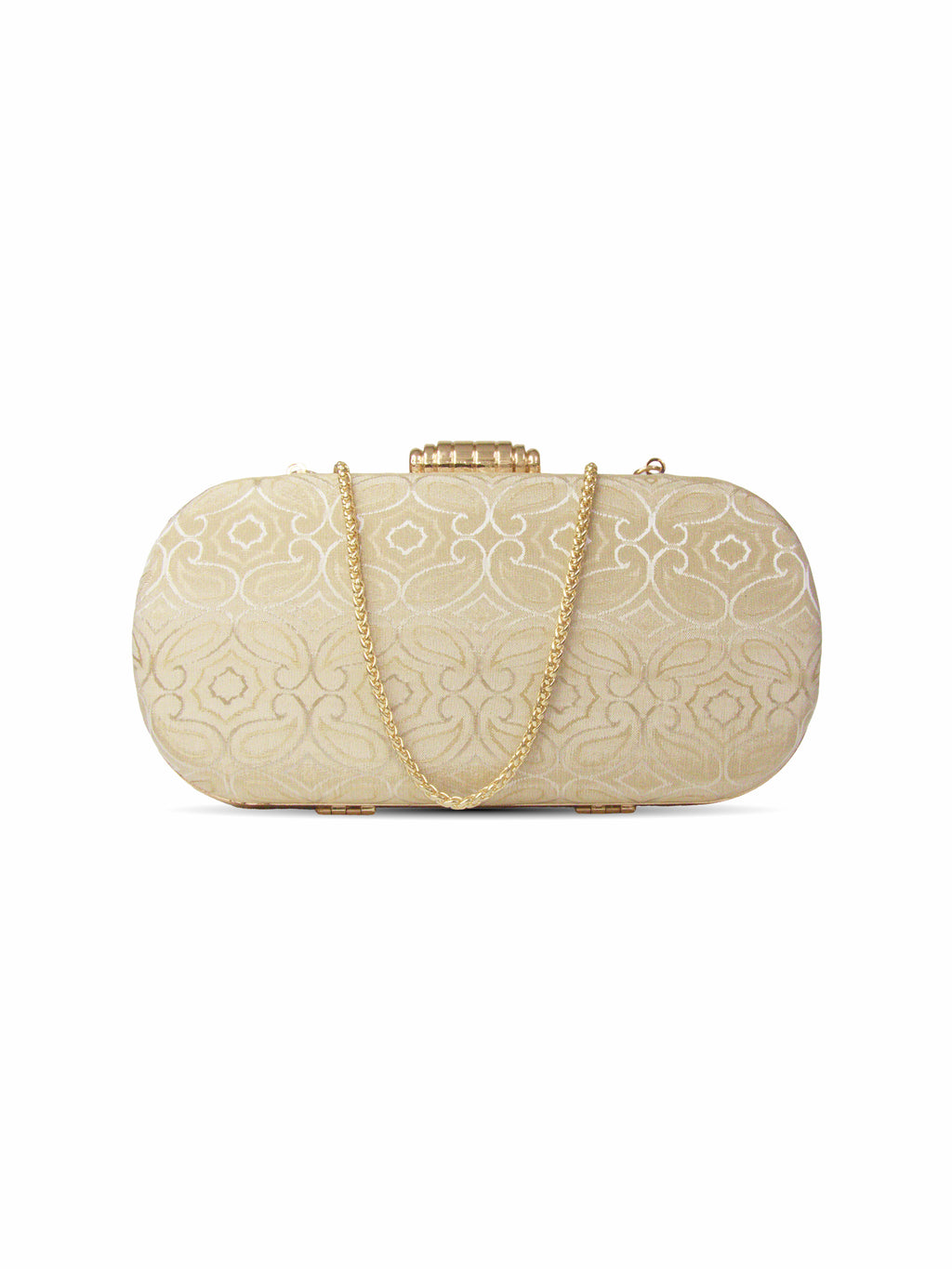 Golden Trellis- Silk Patterned Box Clutch