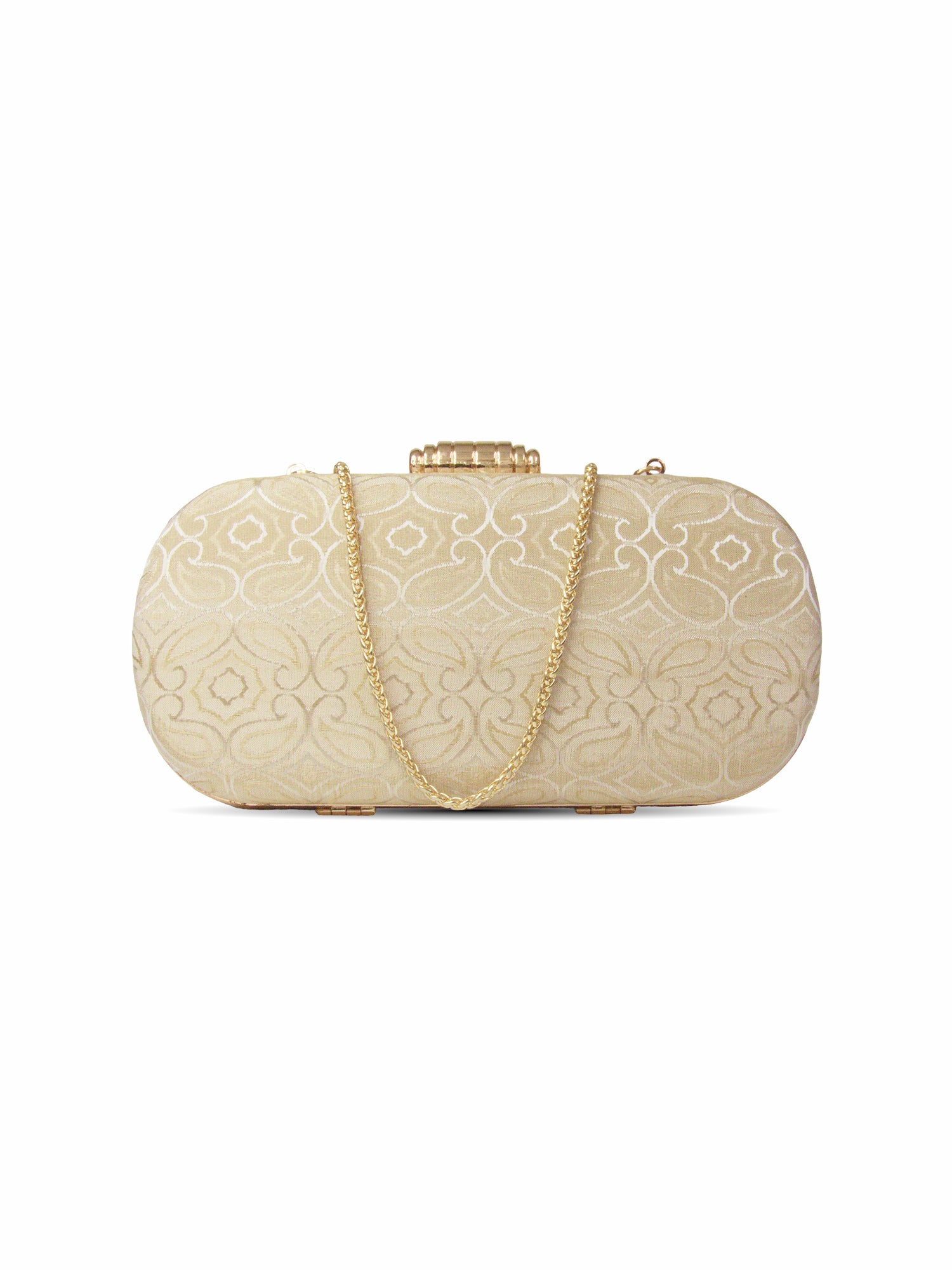 Golden Trellis- Silk Patterned Box Clutch