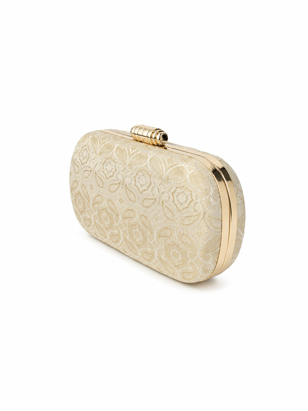 Golden Trellis- Silk Patterned Box Clutch