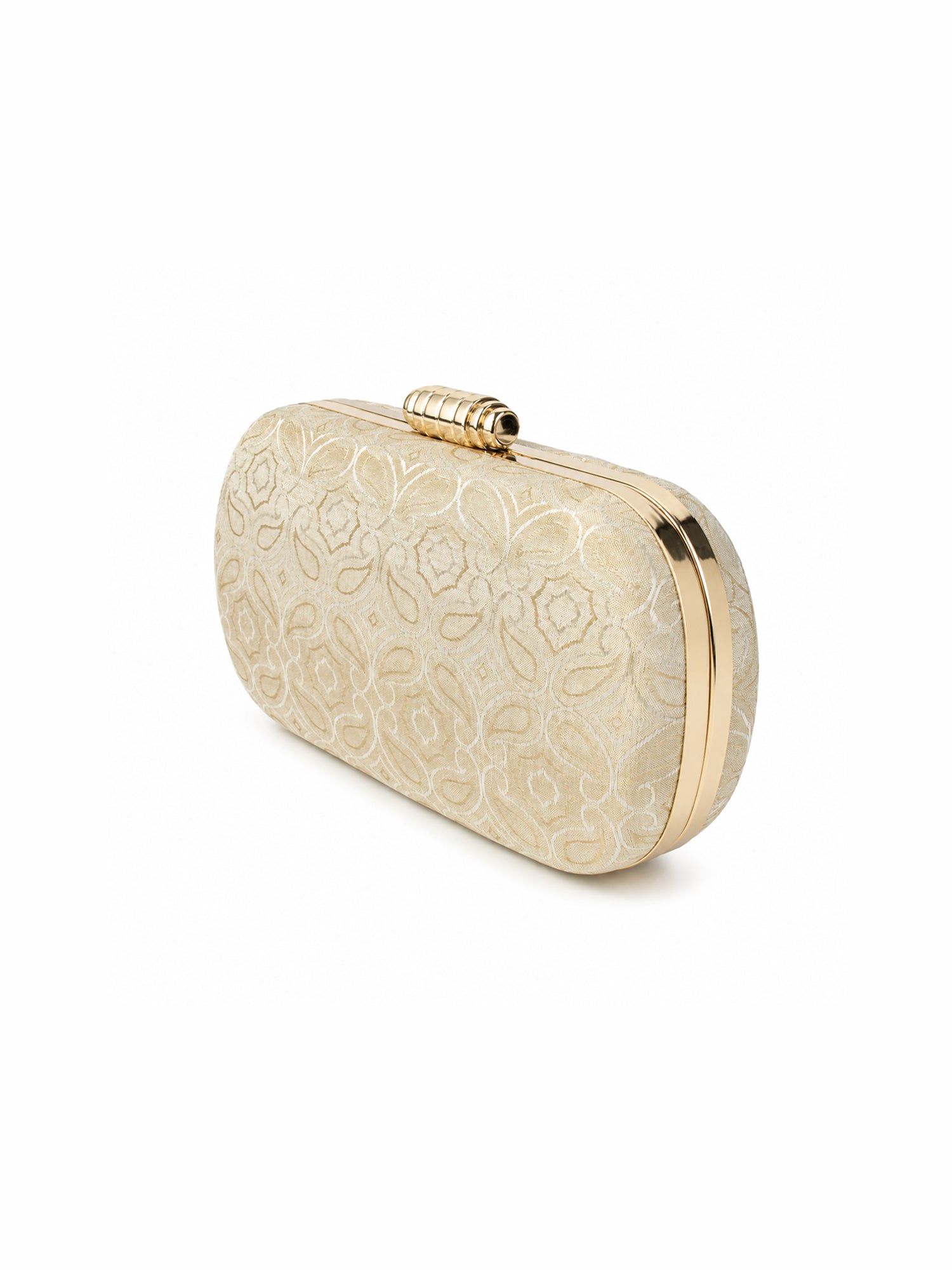 Golden Trellis- Silk Patterned Box Clutch