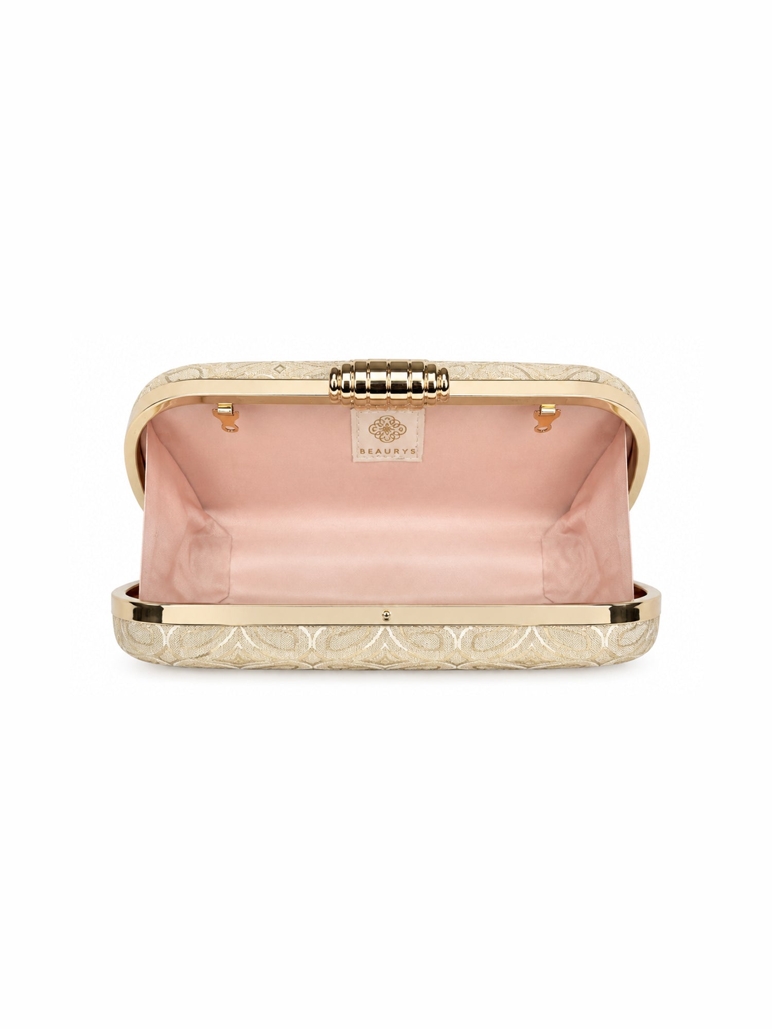 Golden Trellis- Silk Patterned Box Clutch