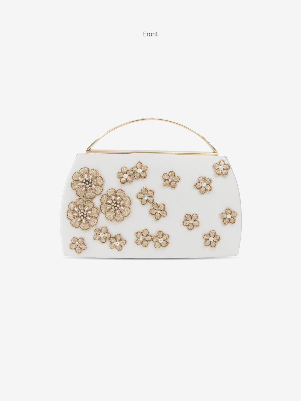 Winter Fleur - White Floral Box Clutch