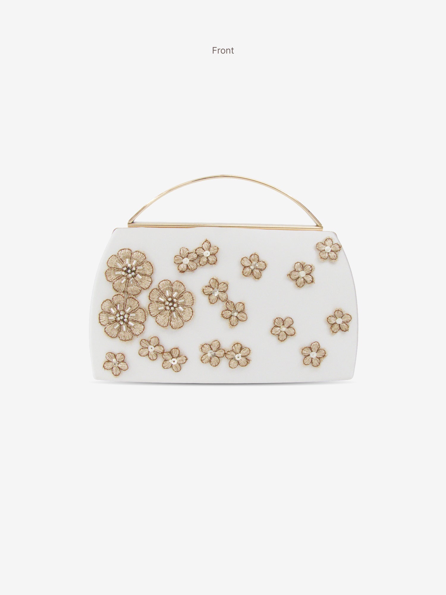 Winter Fleur - White Floral Box Clutch