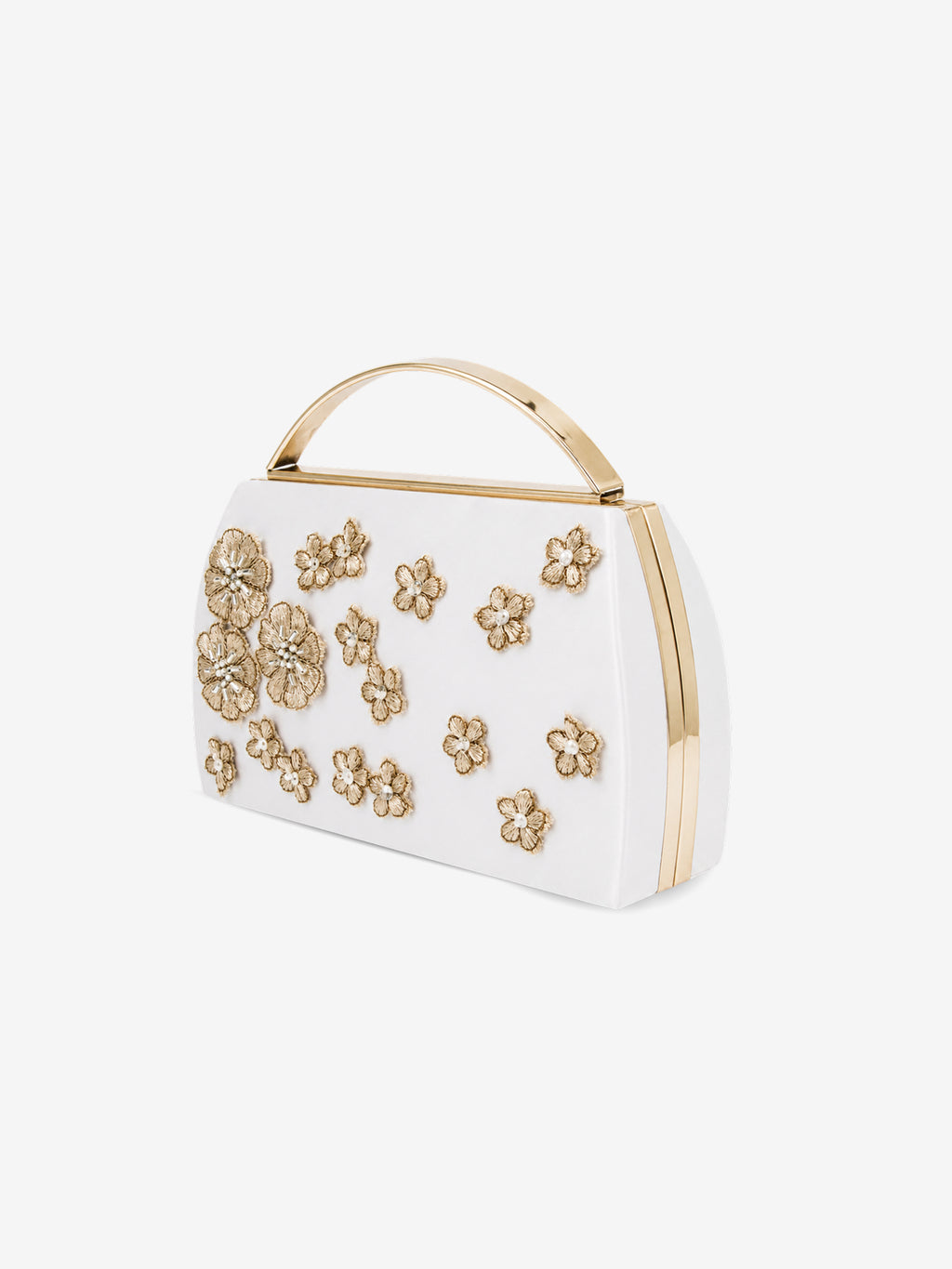 Winter Fleur - White Floral Box Clutch
