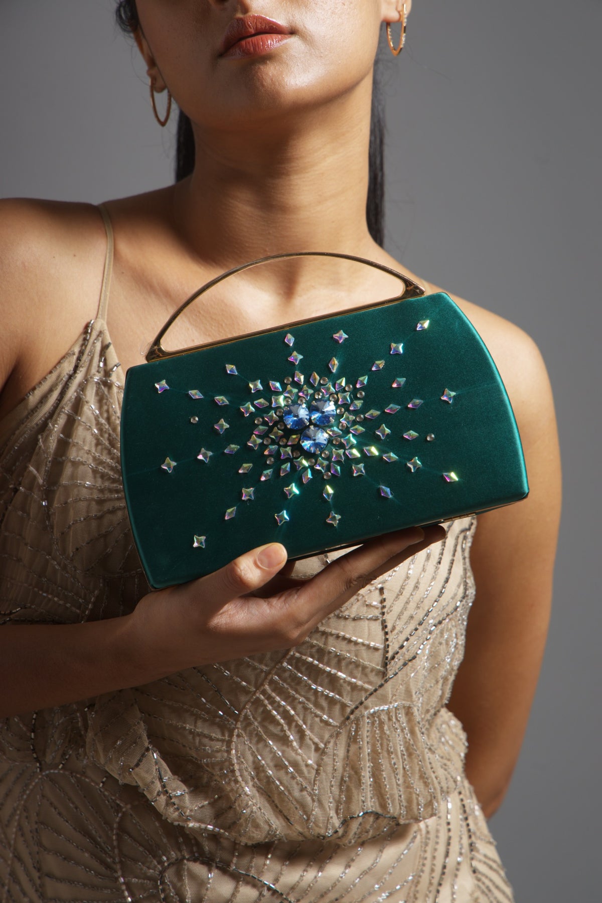 Emerald Aurora -Box Clutch