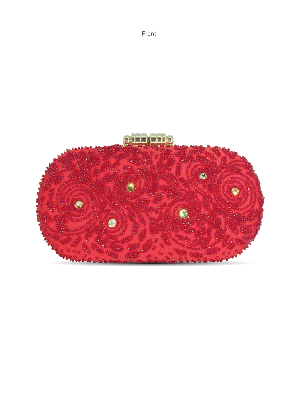 Crimson Swirls - Beaded Box Clutch